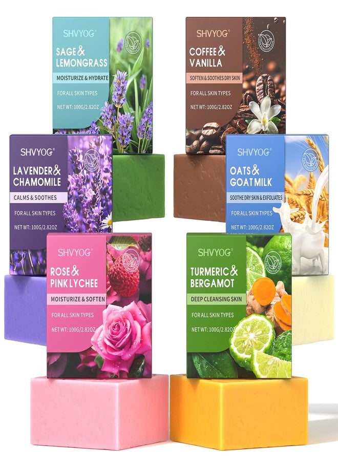 SHVYOG Natural Soap Bar Gift Set, 6PCS Soap with Organic Ingredients & Essential Oils, Cleanses & Softens Skin, Moisturizing, Gifts for Women, Body Wash & Face - 100G*6 - Image 1